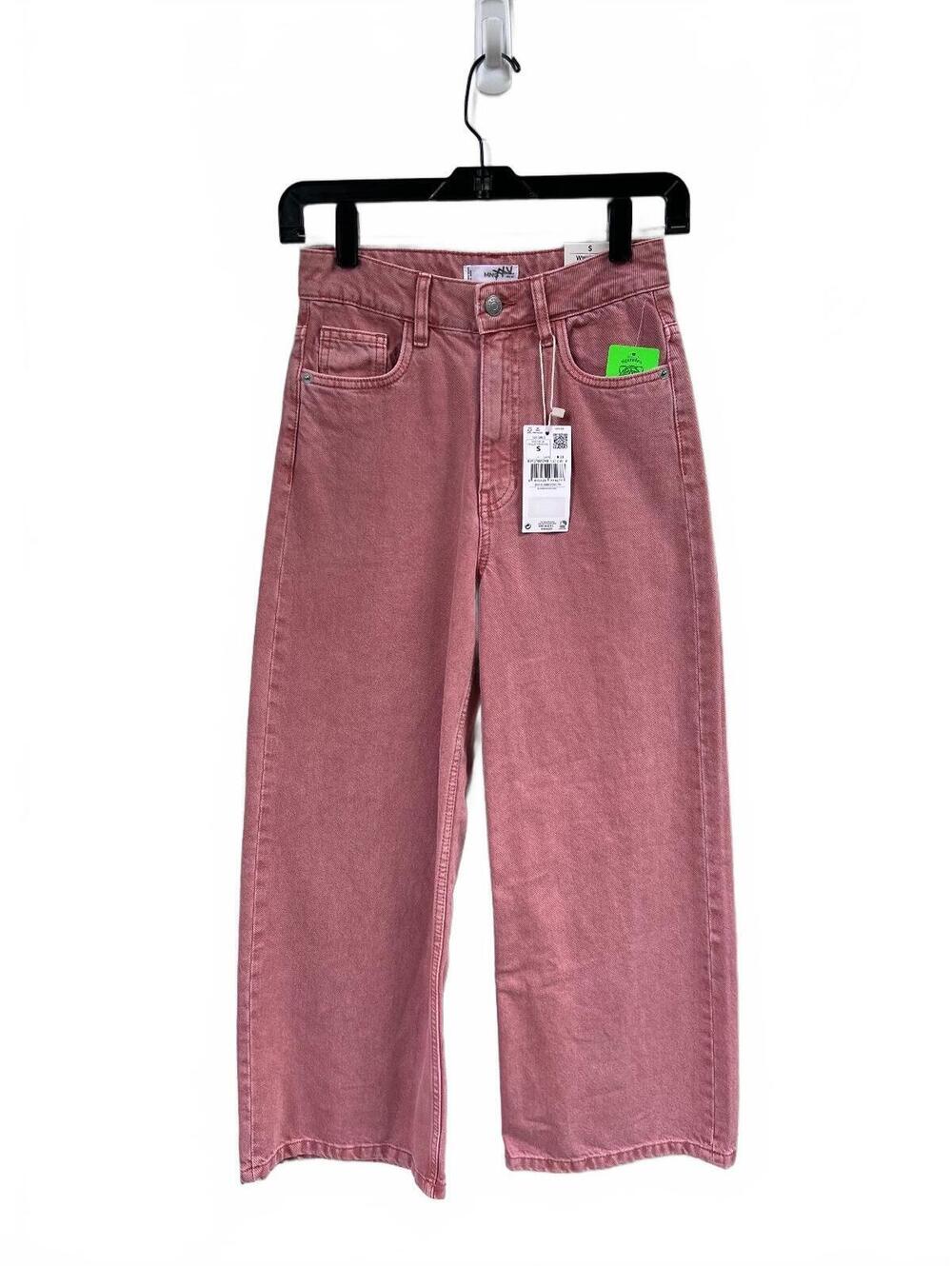 MANGO Coral Pink wide-leg Cropped jeans Girls NWT Size Small